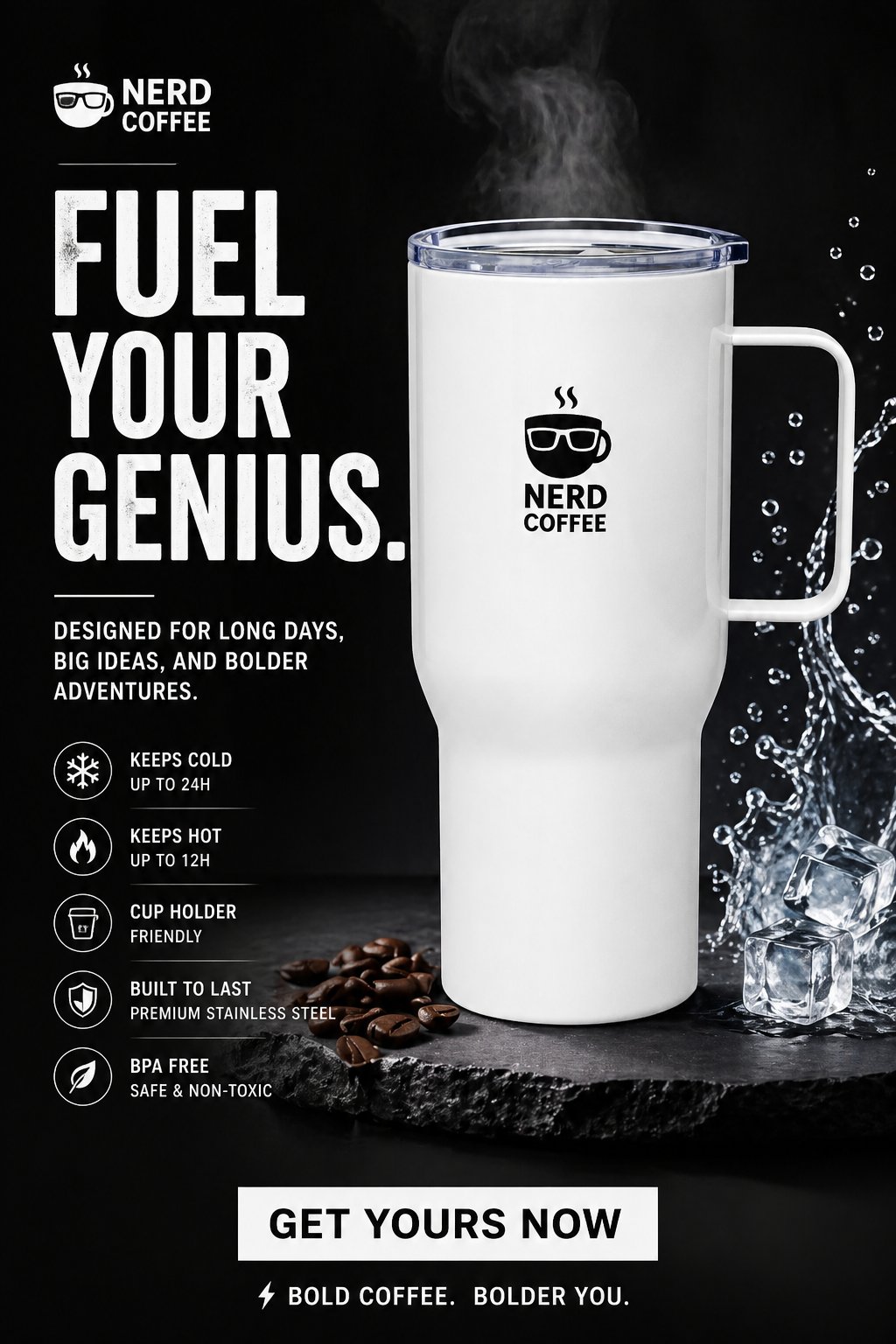 Travel mug with a handle